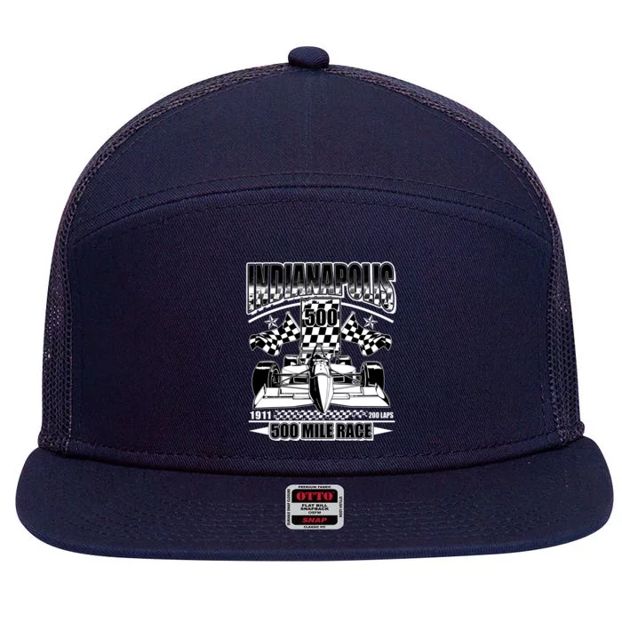 Indianapolis 500 Mile Race Formula Racing Race Car 7 Panel Mesh Trucker Snapback Hat