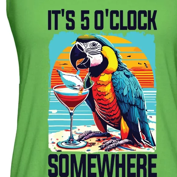 Its 5 Oclock Somewhere Drinking Parrot Cocktail Summer Ladies Essential Flowy Tank