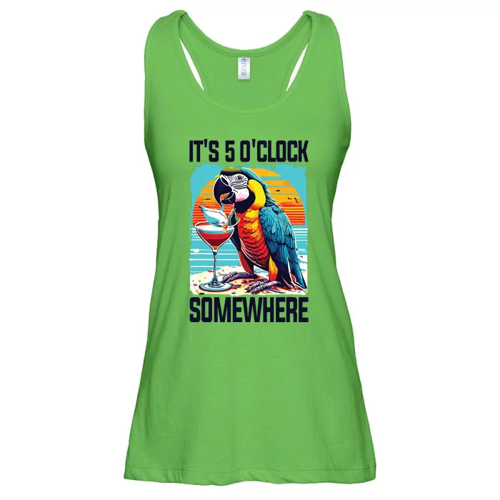 Its 5 Oclock Somewhere Drinking Parrot Cocktail Summer Ladies Essential Flowy Tank