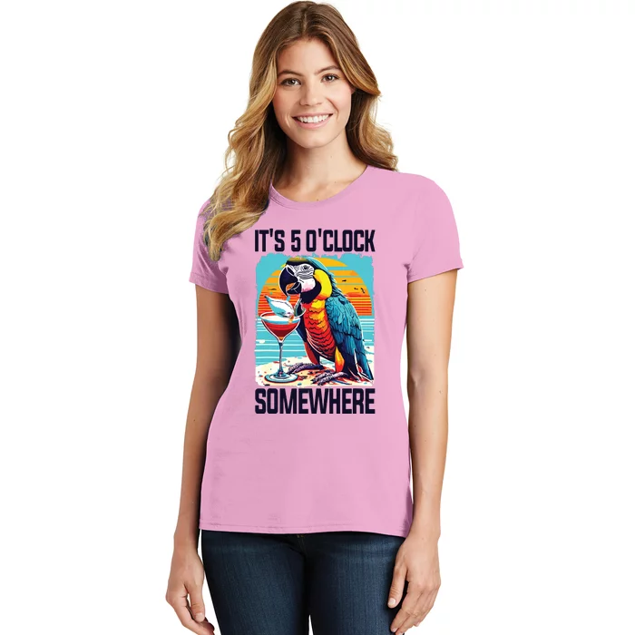 Its 5 Oclock Somewhere Drinking Parrot Cocktail Summer Women's T-Shirt