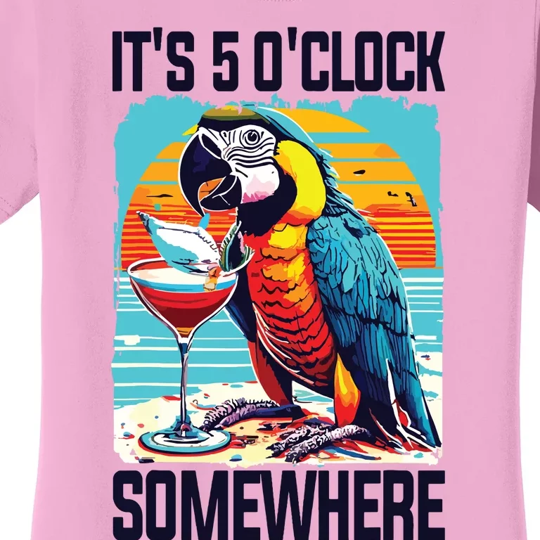 Its 5 Oclock Somewhere Drinking Parrot Cocktail Summer Women's T-Shirt