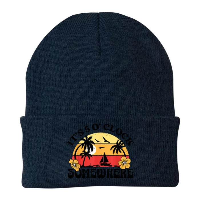 Its 5 O’clock Somewhere Summer Retro Sunset Drinking Knit Cap Winter Beanie