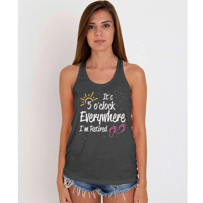 It's 5 O'Clock Everywhere I'm Retired Summer Vacation Outfit Women's Knotted Racerback Tank