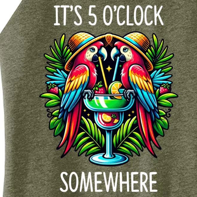 Its 5 Oclock Somewhere Margarita Parrots Summer Women’s Perfect Tri Rocker Tank