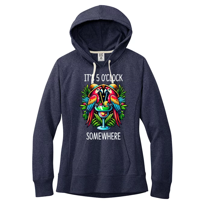 Its 5 Oclock Somewhere Margarita Parrots Summer Women's Fleece Hoodie