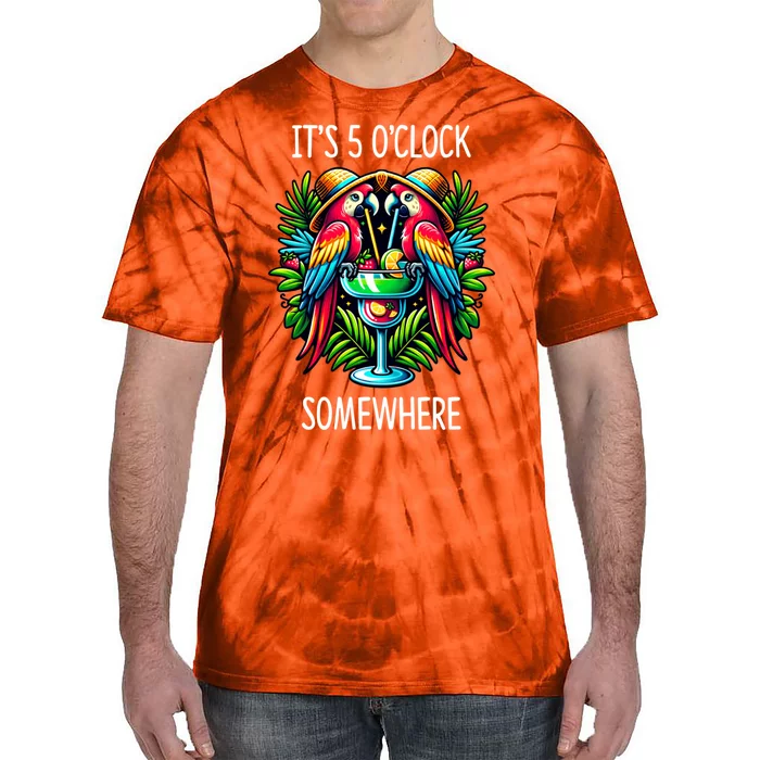 Its 5 Oclock Somewhere Margarita Parrots Summer Tie-Dye T-Shirt