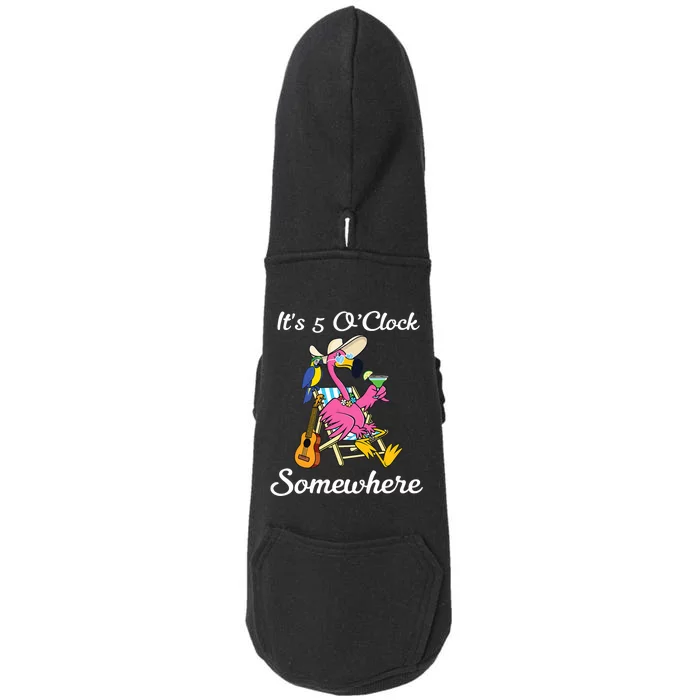 ItS 5 OClock Somewhere Flamingo Beach Vacation Drinking Doggie 3-End Fleece Hoodie