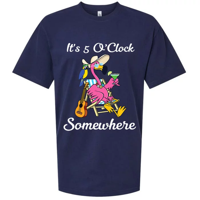 ItS 5 OClock Somewhere Flamingo Beach Vacation Drinking Sueded Cloud Jersey T-Shirt