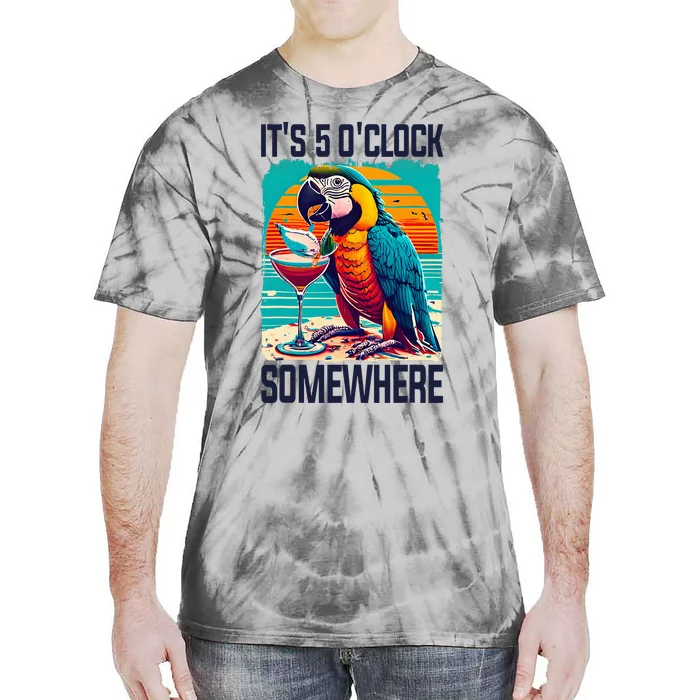 ItS 5 OClock Somewhere Drinking Parrot Cocktail Summer Tie-Dye T-Shirt