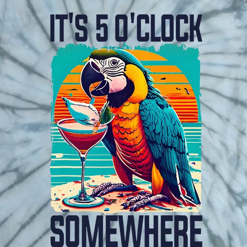 ItS 5 OClock Somewhere Drinking Parrot Cocktail Summer Tie-Dye T-Shirt