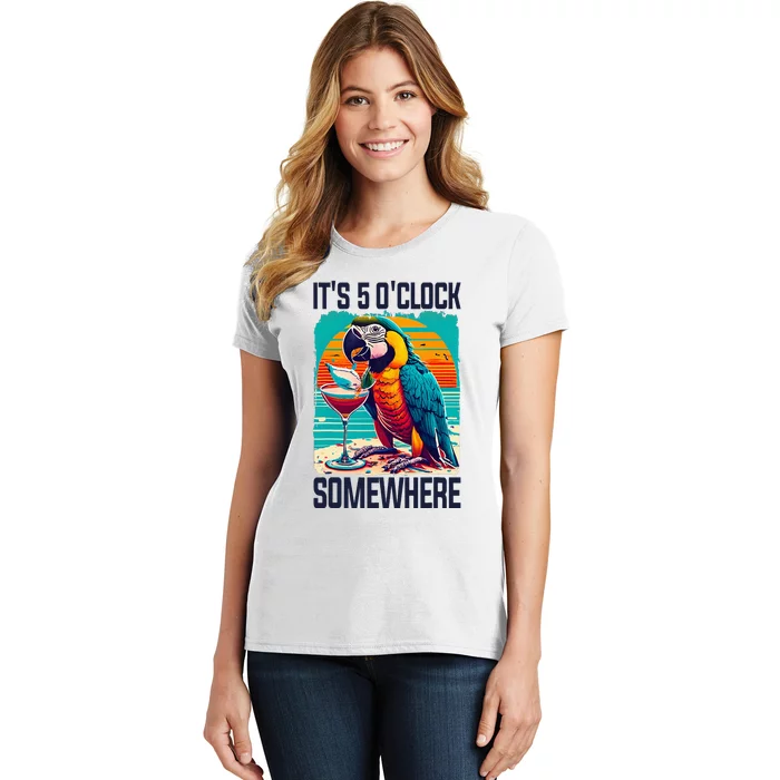 ItS 5 OClock Somewhere Drinking Parrot Cocktail Summer Women's T-Shirt