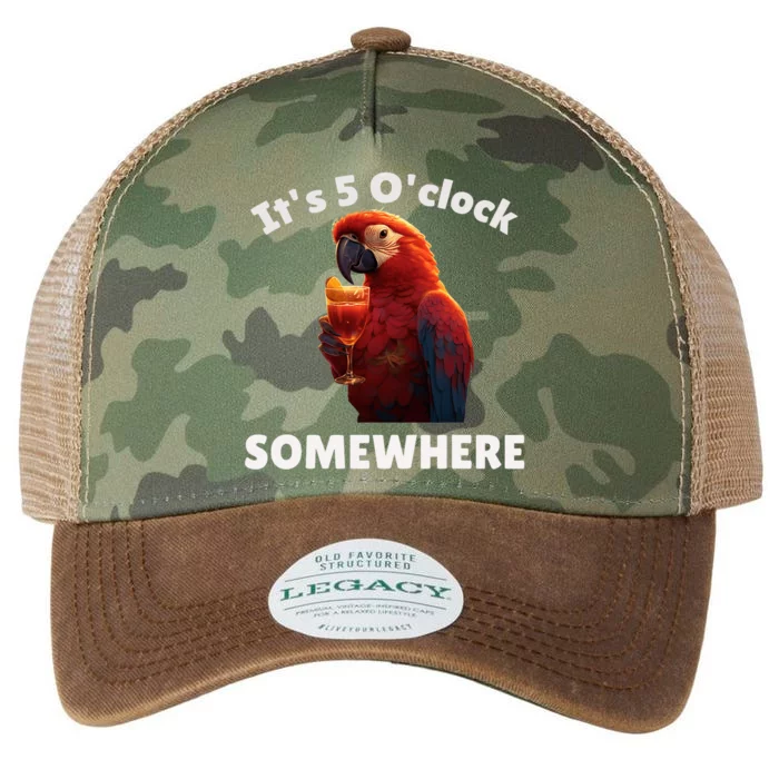 Its 5 Oclock Somewhere! Funny Parrot Legacy Tie Dye Trucker Hat