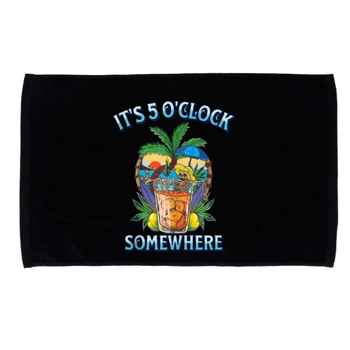 It's 5 O’clock Somewhere Summer Retro Sunset Drinking Microfiber Hand Towel