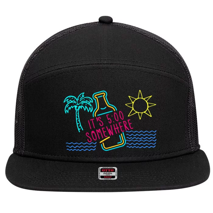 ItS 5 OClock Somewhere Beach Vacation 7 Panel Mesh Trucker Snapback Hat