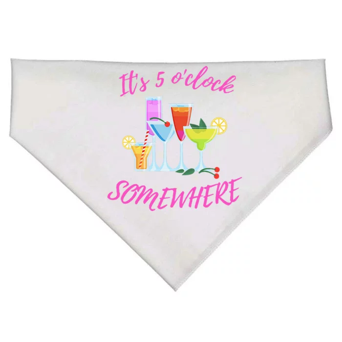 Its 5 O’clock Somewhere Hello Summer Beach Lover Summertime USA-Made Doggie Bandana