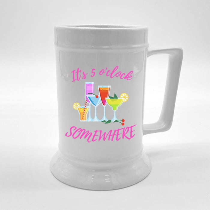 Its 5 O’clock Somewhere Hello Summer Beach Lover Summertime Front & Back Beer Stein