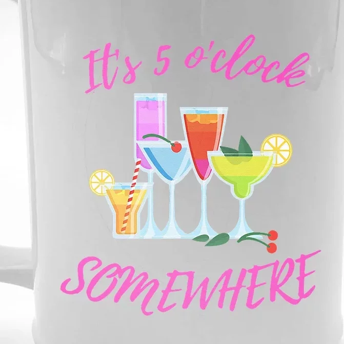 Its 5 O’clock Somewhere Hello Summer Beach Lover Summertime Front & Back Beer Stein