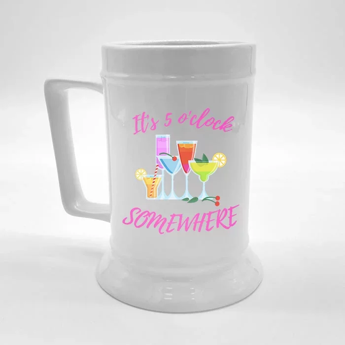 Its 5 O’clock Somewhere Hello Summer Beach Lover Summertime Front & Back Beer Stein