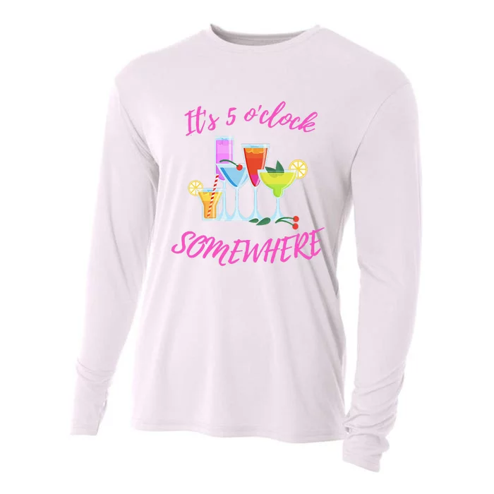 Its 5 O’clock Somewhere Hello Summer Beach Lover Summertime Cooling Performance Long Sleeve Crew