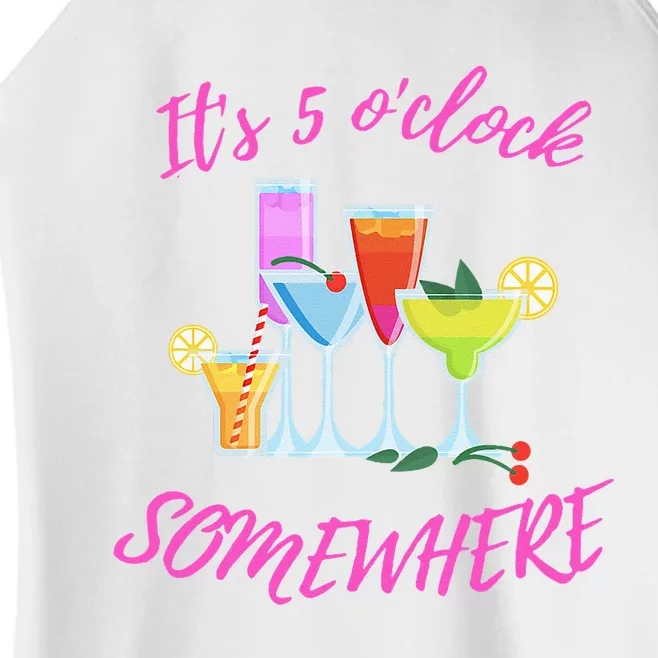 Its 5 O’clock Somewhere Hello Summer Beach Lover Summertime Women’s Perfect Tri Rocker Tank