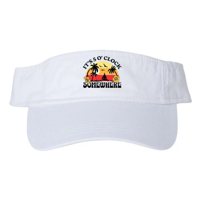 Its 5 O’clock Somewhere Summer Retro Sunset Drinking Valucap Bio-Washed Visor