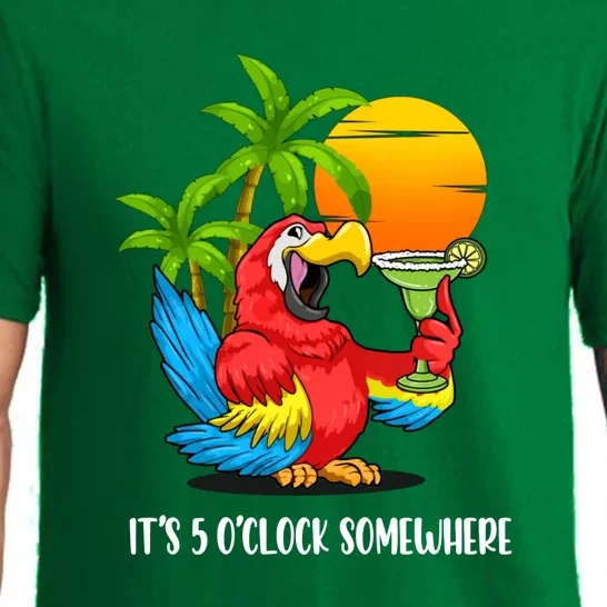 Its 5 Oclock Somewhere Parrot Beach Vacation Happy Pajama Set