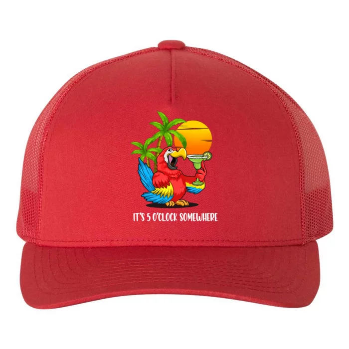 Its 5 Oclock Somewhere Parrot Beach Vacation Happy Yupoong Adult 5-Panel Trucker Hat