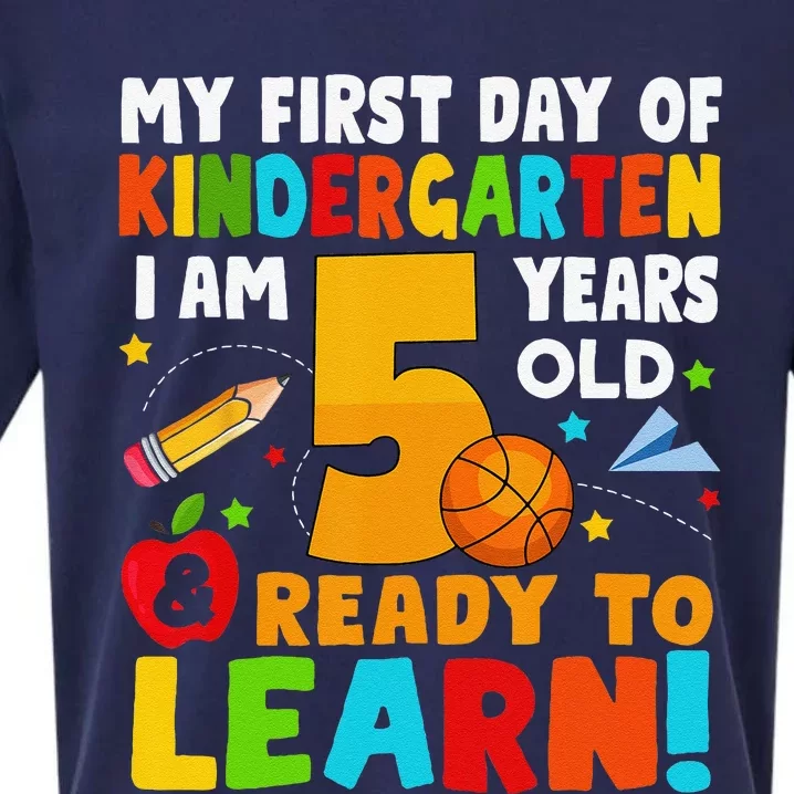 Im 5 Ready To Learn My First Day Of School Kindergarten Sueded Cloud Jersey T-Shirt