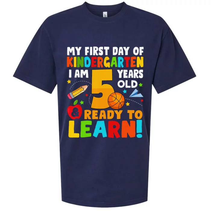 Im 5 Ready To Learn My First Day Of School Kindergarten Sueded Cloud Jersey T-Shirt