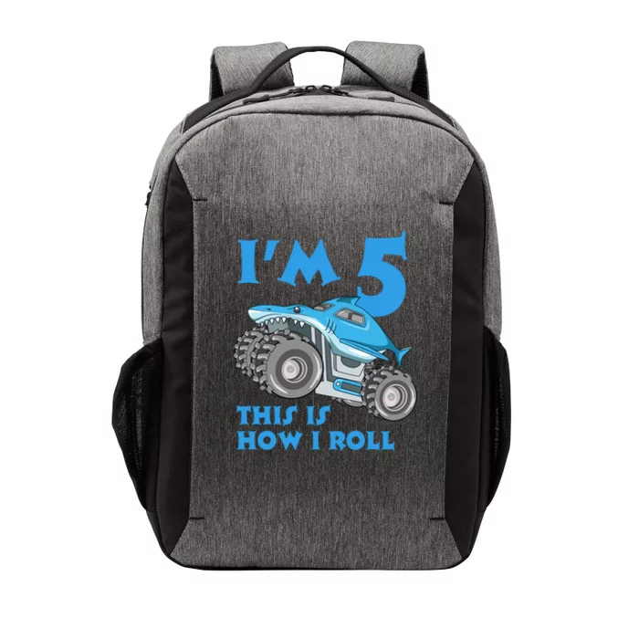 I'm 5 This Is How I Roll Shark Monster Truck 5th Birthday Vector Backpack