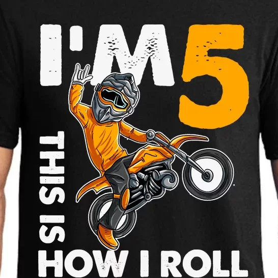 IM 5 This Is How I Roll Dirt Bike 5th Birthday Party Boy Pajama Set