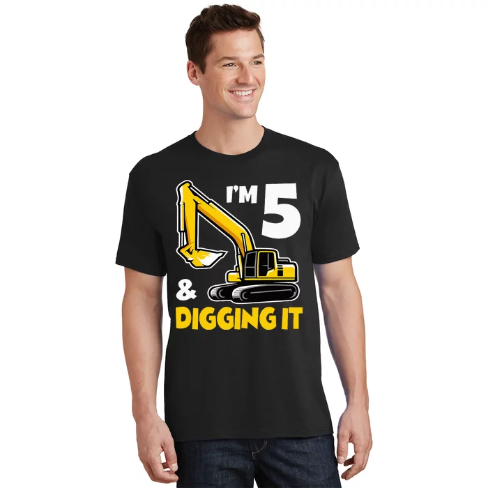 I'm 5 Year Old Gift Excavator Construction 5th Birthday T-Shirt