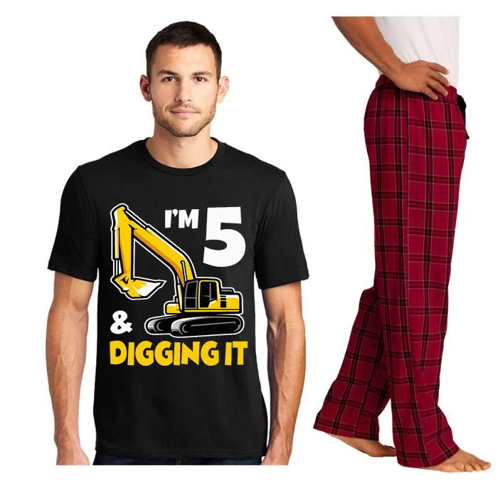 I'm 5 Year Old Gift Excavator Construction 5th Birthday Pajama Set