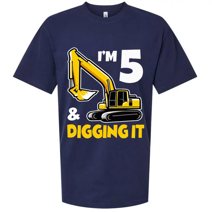 I'm 5 Year Old Gift Excavator Construction 5th Birthday Sueded Cloud Jersey T-Shirt