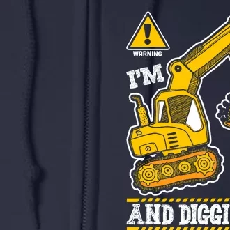 IM 6 And Digging It 6th Birthday Boy Construction Full Zip Hoodie