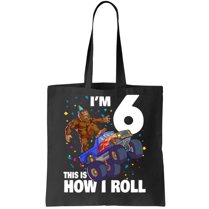 I'm 6 Bigfoot Sasquatch Monster Truck 6th Birthday Boy Tote Bag