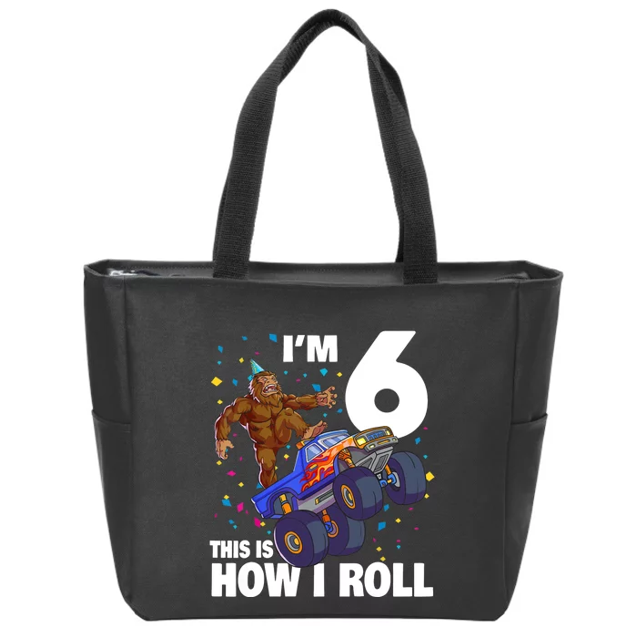 I'm 6 Bigfoot Sasquatch Monster Truck 6th Birthday Boy Zip Tote Bag