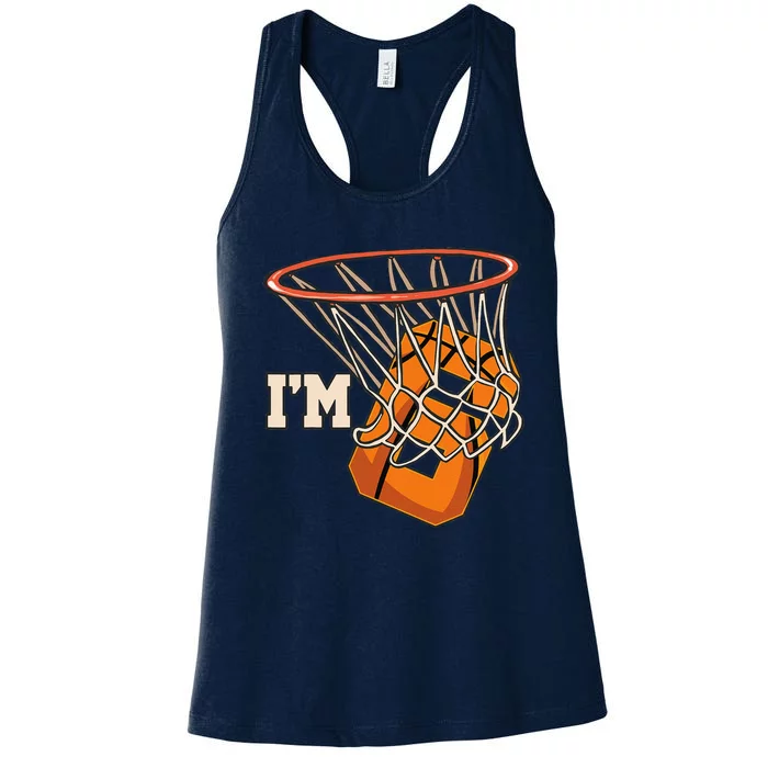 IM 6 Basketball Theme Birthday Party Celebration 6th Women's Racerback Tank