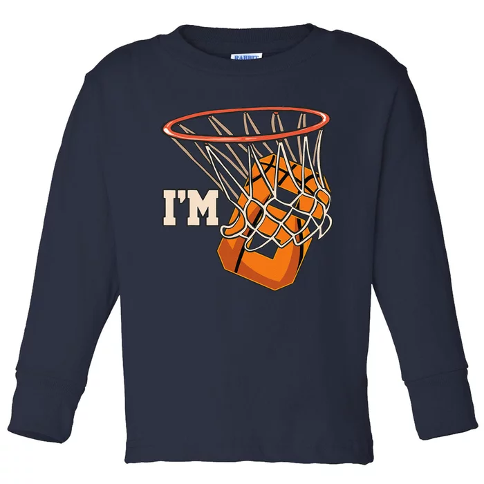 IM 6 Basketball Theme Birthday Party Celebration 6th Toddler Long Sleeve Shirt