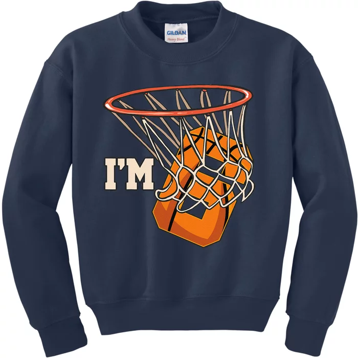 IM 6 Basketball Theme Birthday Party Celebration 6th Kids Sweatshirt