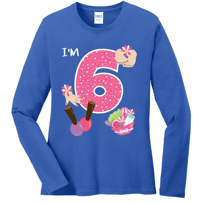 I'm 6 Spa Party Birthday Nail Polish Makeup Birthday Gift Ladies Long Sleeve Shirt