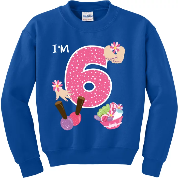 I'm 6 Spa Party Birthday Nail Polish Makeup Birthday Gift Kids Sweatshirt