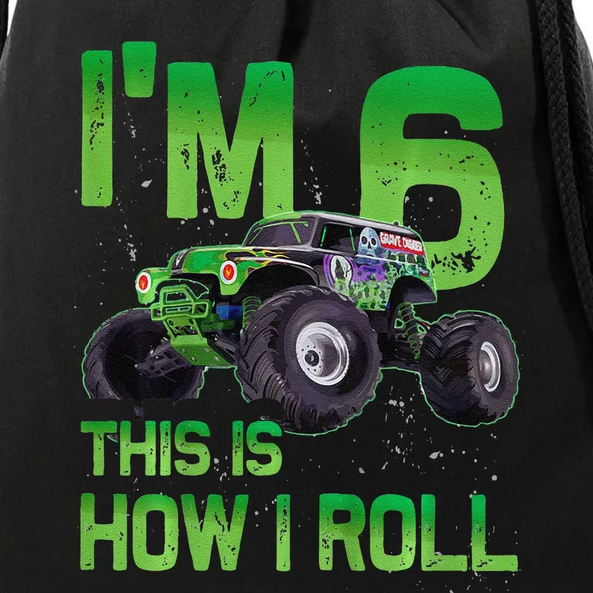 IM 6 This Is How I Roll Monster Truck 6th Birthday Drawstring Bag