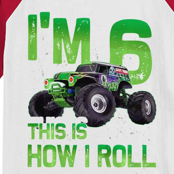 IM 6 This Is How I Roll Monster Truck 6th Birthday Kids Colorblock Raglan Jersey