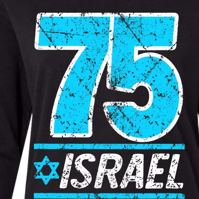 Israel's 75th Anniversary Independence Day Yom Ha'atzmaut Womens Cotton Relaxed Long Sleeve T-Shirt