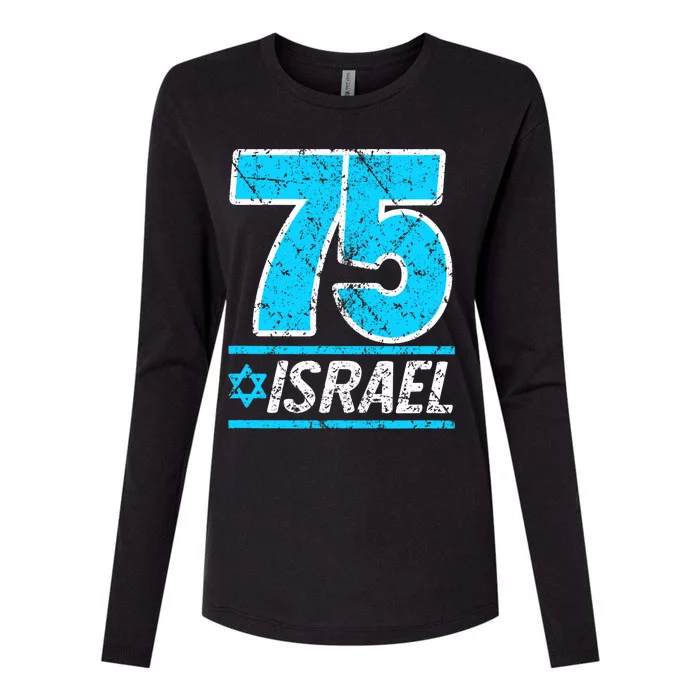 Israel's 75th Anniversary Independence Day Yom Ha'atzmaut Womens Cotton Relaxed Long Sleeve T-Shirt