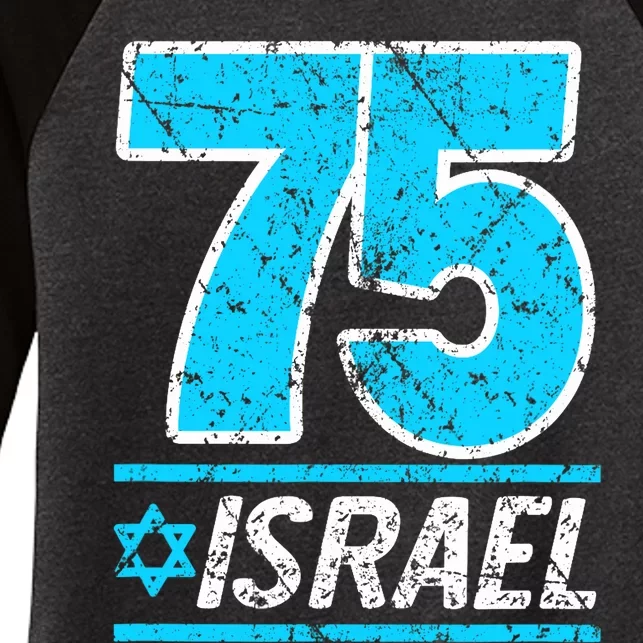 Israel's 75th Anniversary Independence Day Yom Ha'atzmaut Women's Tri-Blend 3/4-Sleeve Raglan Shirt