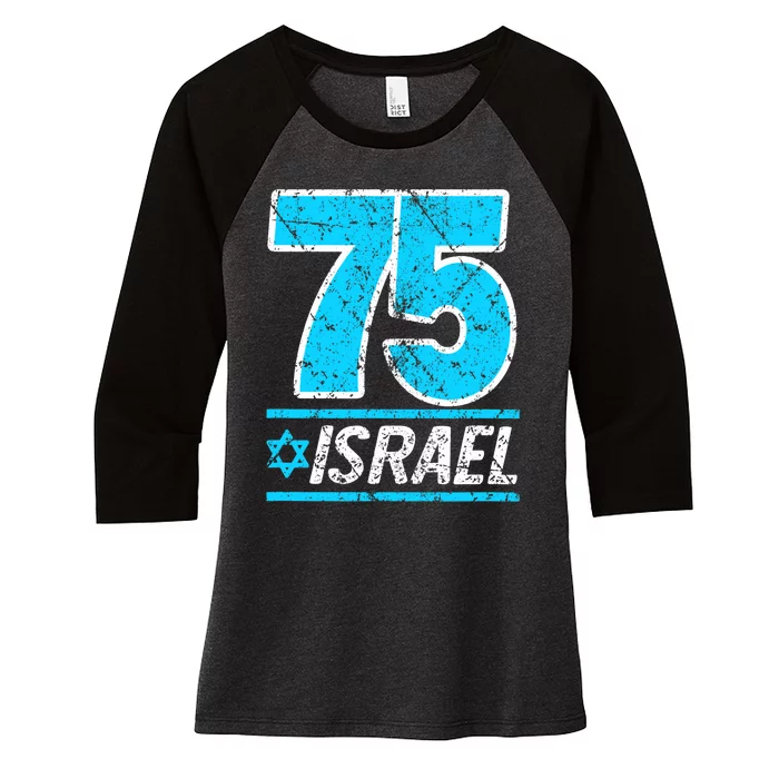 Israel's 75th Anniversary Independence Day Yom Ha'atzmaut Women's Tri-Blend 3/4-Sleeve Raglan Shirt