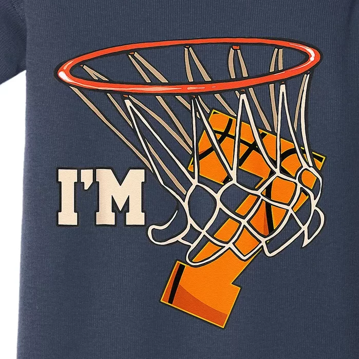 Im 7 Basketball Theme Birthday Party Celebration 7th Baby Bodysuit