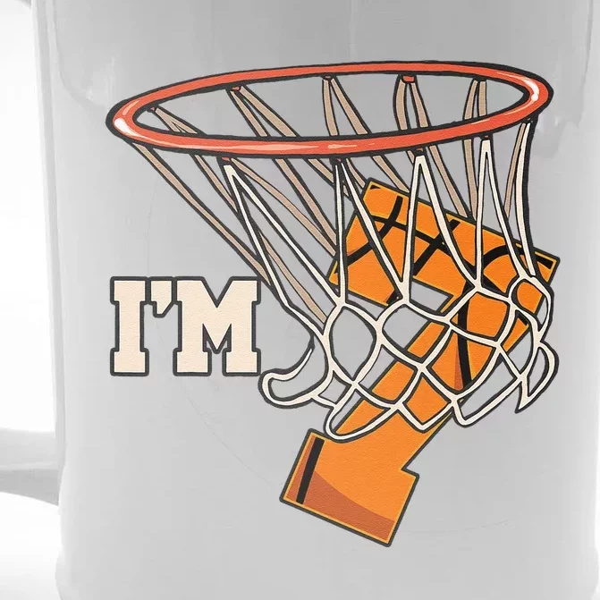 IM 7 Basketball Theme Birthday Party Celebration 7th Front & Back Beer Stein